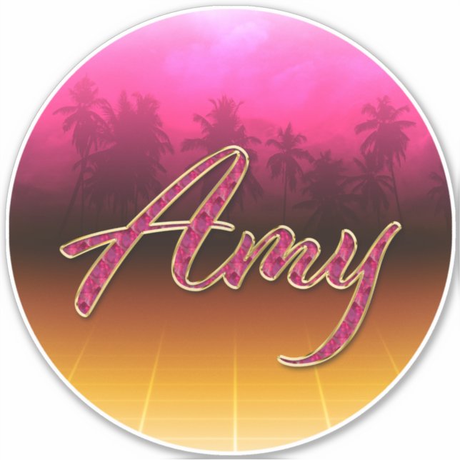 Pegatina Amy Vorname Name golden pink Aufkleber Sticker (Anverso)