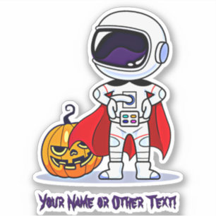 Pegatina Añadir nombre astronauta de corte con calabaza