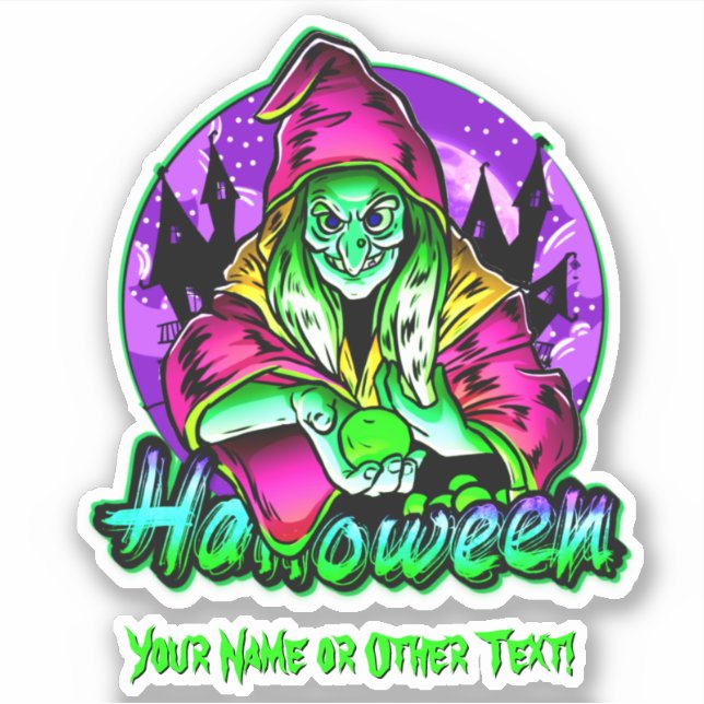 Pegatina Añadir nombre, bola de manzana verde púrpura (Anverso)