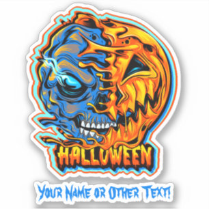 Pegatina Añadir nombre cabeza de calabaza y halloween de cr