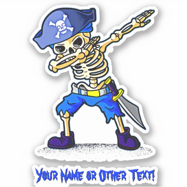 Pegatina Añadir nombre, Gorra del esqueleto pirata suave (Anverso)