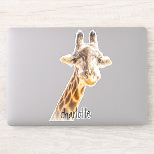 Pegatina Añadir nombre Grinning Cute Giraffe Photography Mo