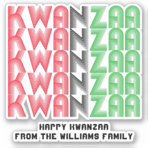 Pegatina Añadir nombre, Kwanzaa Repetir texto Palabras Kiss