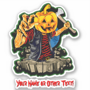 Pegatina Añadir nombre, monster cabeza de calabaza Ax Kille