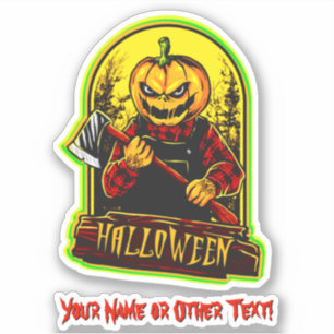 Pegatina Añadir nombre, Monster Calabaza Ax Killer