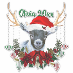 Pegatina AÑADIR NOMBRE - Navidades Adorables Pygmy Goat Kid