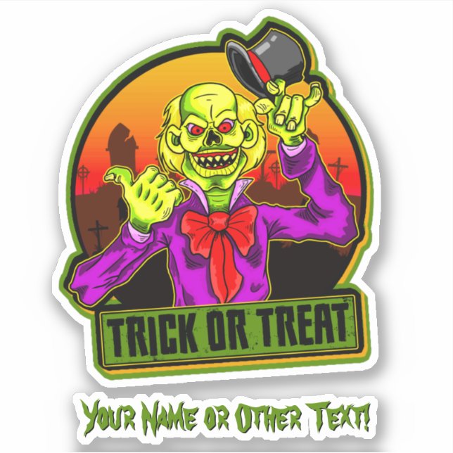 Pegatina Añadir nombre, payaso amarillo asustado, Gorra, tr (Anverso)