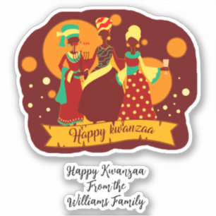 Pegatina Añadir nombre texto saludo feliz beso de Kwanzaa