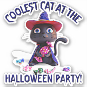 Pegatina Añadir texto de nombre, Fiesta de gato negro más f