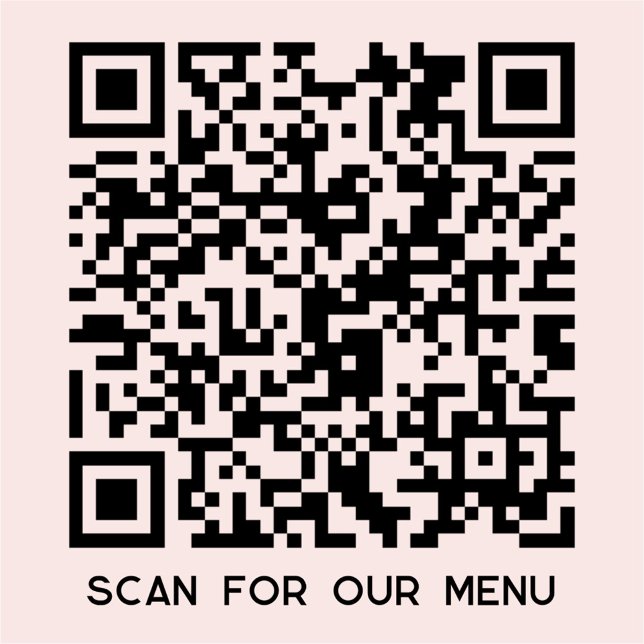 Pegatina Análisis de código QR para menú Rubor Pink (Scan for our menu QR code blush pink business sticker)