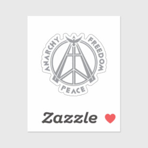 Pegatina Anarquía, libertad y paz: Símbolo de la anarquía m