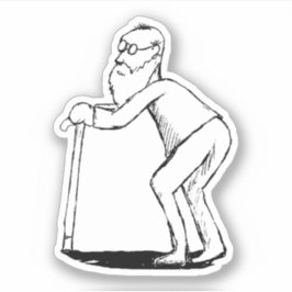 Pegatina Anciano Frágil Con Esbozo De Caña