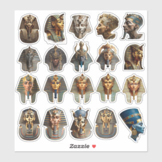 Pegatina Ancient Egyptian Pharaoh Faces Stickers | Gold 3D