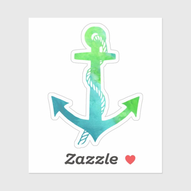 Pegatina Anclaje acuático azul y verde limón náutico (Hoja)