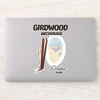 Pegatina Anclaje de Girdwood poster de esquí de Alaska