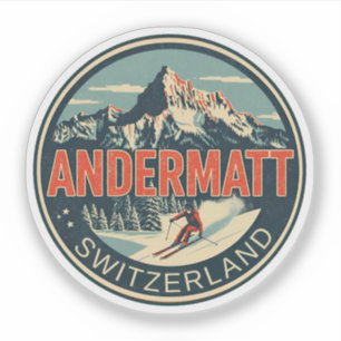 Pegatina Andermatt esquí vintage Suiza Alpes suizos regalos