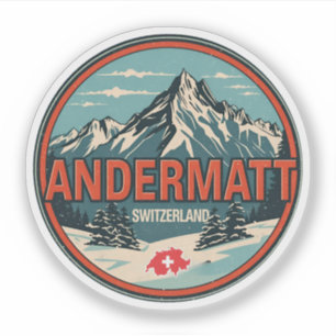 Pegatina Andermatt esquí vintage Suiza Alpes suizos regalos