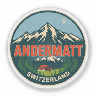 Pegatina Andermatt Vintage esquí Suiza Alpes Suizos regalos