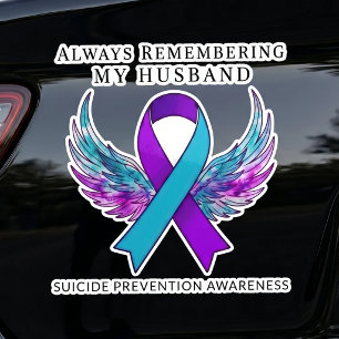 Pegatina Ángel alado memorial de conciencia sobre el suicid