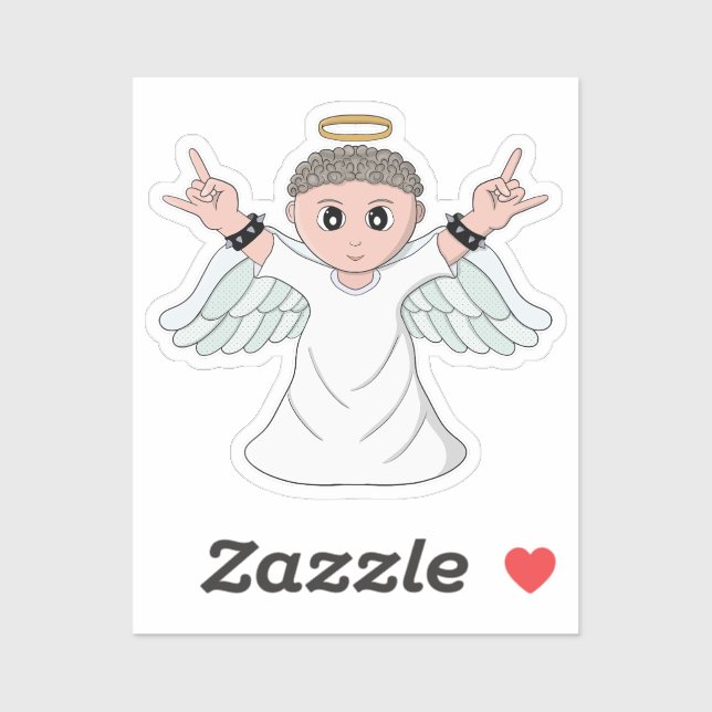 Pegatina Angel de amor a la música fuerte (Hoja)