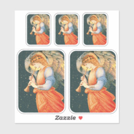 Pegatina Ángel de Burne-Jones jugando con la bandera 1878 C