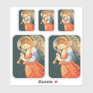 Pegatina Ángel de Burne-Jones jugando con la bandera 1878 C