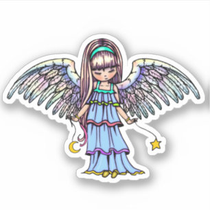 Pegatina Ángel dulce con Estrella y Luna