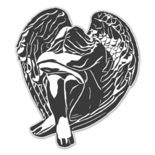 Pegatina Ángel durmiente Chica Fantasía arte religioso abst