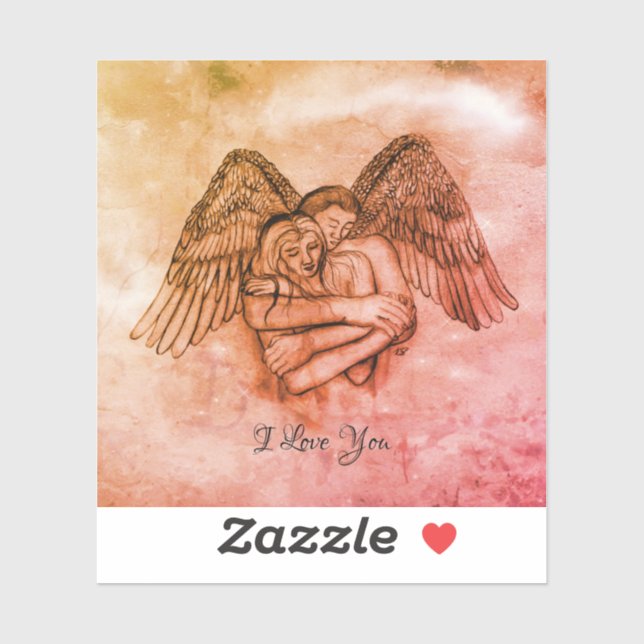 Pegatina Angel Eros en el amor, te amo (Hoja)