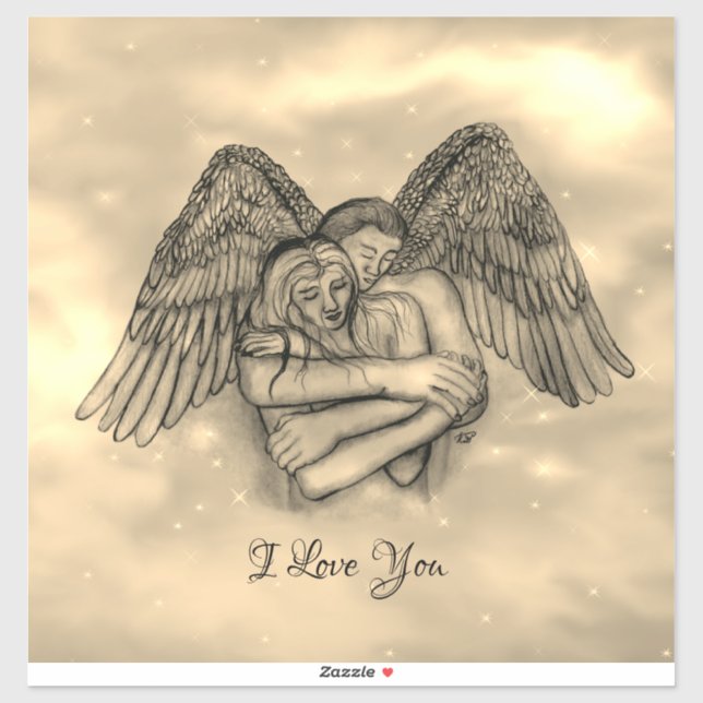 Pegatina Angel Eros en el amor, te amo (Hoja)