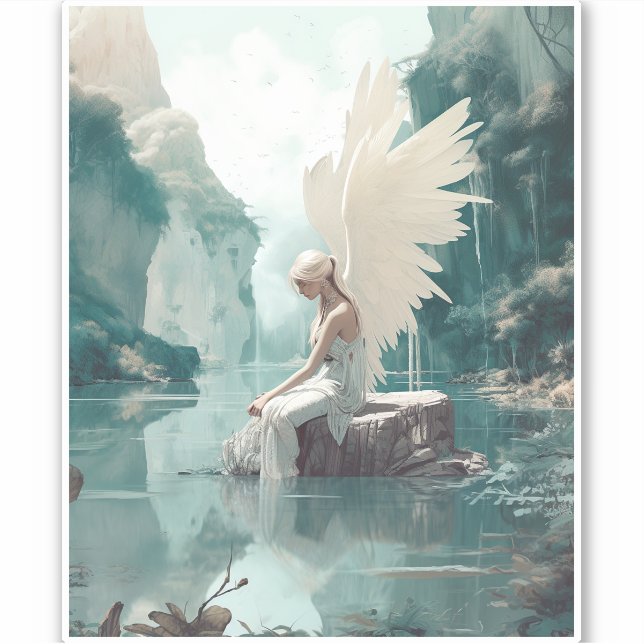 Pegatina Angel Fantasy Art (Anverso)