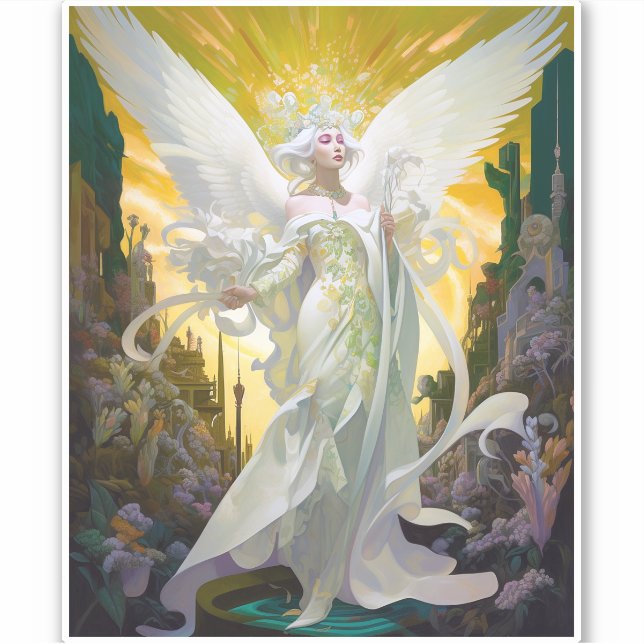 Pegatina Angel Fantasy Art (Anverso)