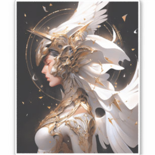 Pegatina Angel In White Armor Fantasy Art