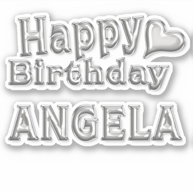 Pegatina Angela Happy Birthday silver Aufkleber Sticker (Anverso)