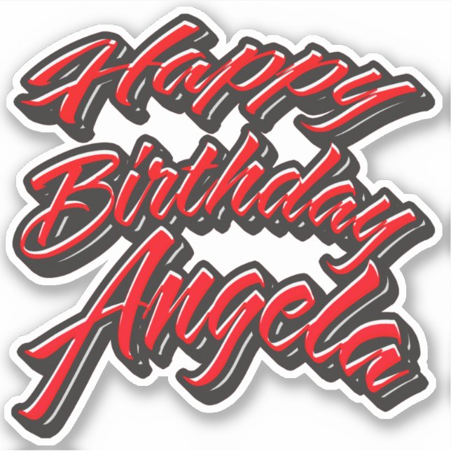 Pegatina Angela Name Vorname red Sticker Geburtstag (Anverso)