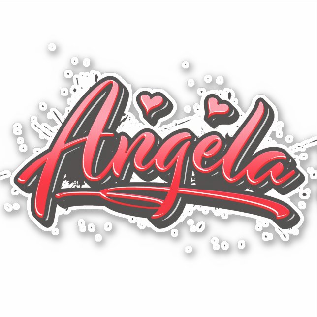 Pegatina Angela red Heart Graffiti Aufkleber Sticker (Anverso)