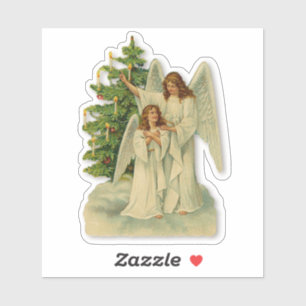 Pegatina Ángeles del árbol de Navidad Romance Victoriano An