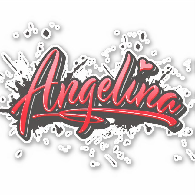Pegatina Angelina red Heart Graffiti Aufkleber Sticker (Anverso)