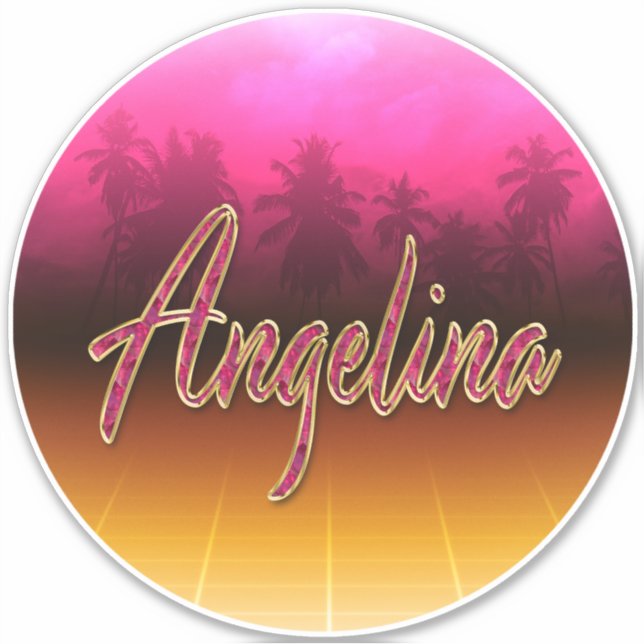 Pegatina Angelina Vorname Name pink Aufkleber Sticker (Anverso)