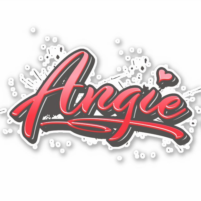 Pegatina Angie red Heart Graffiti Aufkleber Sticker (Anverso)