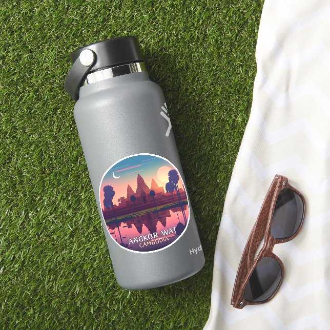Pegatina Angkor Wat Sunrise Camboya Siem Reap Retro (HydroFlask Insitu)
