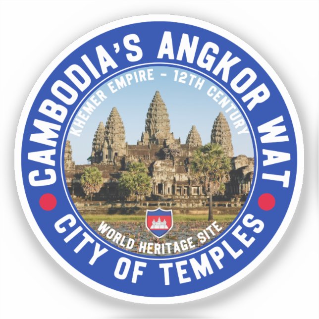 Pegatina Angkor Wat Temples - Cambodia (Anverso)