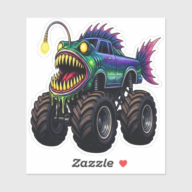 Pegatina Anglerfish Monster Truck (Hoja)