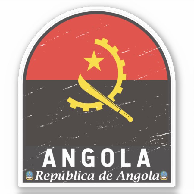 Pegatina Angola Bandera Emblema de mal gusto cosecha (Anverso)