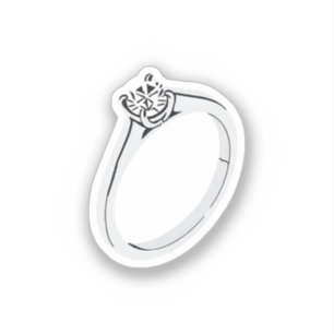 Pegatina Anillo de Compromiso de Diamante