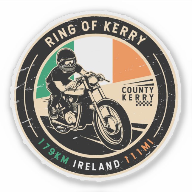 Pegatina Anillo de Kerry Ireland Motorcycle (Anverso)