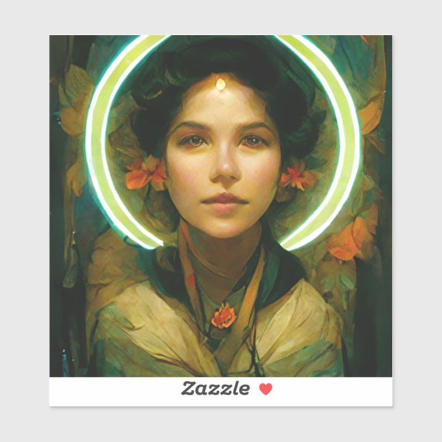 Pegatina Anillo De La Fantasía De La Luz Sci-fi (Hoja)