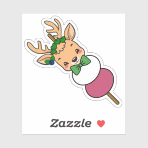 Pegatina Animación de comida japonesa Kawaii Deer Dango - B