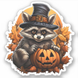 Pegatina Animal salvaje con calabaza Personalizado Raccoon