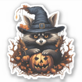 Pegatina Animal salvaje con calabaza Personalizado Raccoon